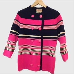 Vintage 60s striped wool cardigan sweater